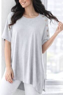 NEW FRENCH KYSS relaxed button detail poncho in frost